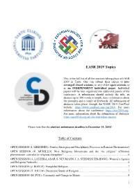 EASR 2019 Sessions-1