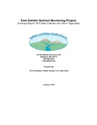 East Gallatin Nutrient Monitoring Project: Summary Report, 2017 Data Collection and ‘Site H’ Algal Spike