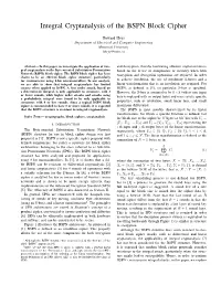 Integral Cryptanalysis of the BSPN Block Cipher