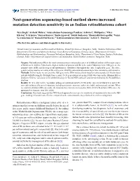 Next-Generation Sequencing-Based Method Shows Increased Mutation Detection Sensitivity in an Indian Retinoblastoma Cohort