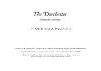 Penthouse and Pavilion Menus