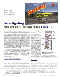 Investigating Absorption Refrigerator Fires (Part I)