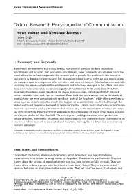 News Values and Newsworthiness