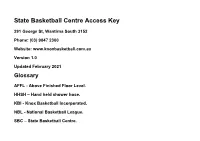 State Basketball Centre Access Key