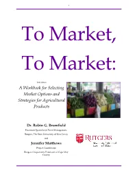 Workbook for Selecting Market Options and Strategies for Agricultural Products
