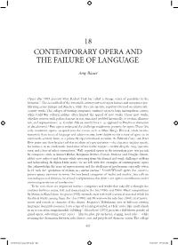 18 Contemporary Opera and the Failure of Language