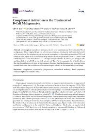 Complement Activation in the Treatment of B-Cell Malignancies