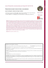 Parasitosis in Wild Felids of India: an Overview