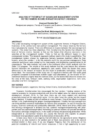 Udc 332 Analysis of the Impact of Sugarcane Management
