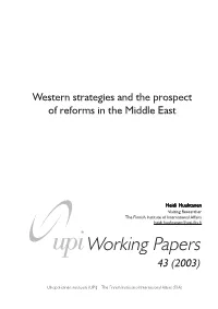 Western Strategies and the Prospect of Reforms in the Middle East