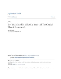 What Do Yeats and the Citadel Have in Common?