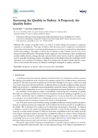 Assessing Air Quality in Turkey: a Proposed, Air Quality Index