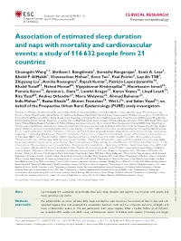 Association of Estimated Sleep Duration And
