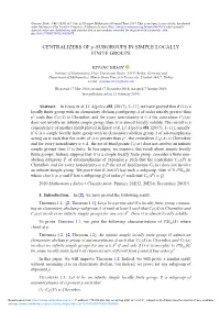 CENTRALIZERS of P-SUBGROUPS in SIMPLE LOCALLY FINITE GROUPS