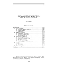 Extraordinary Rendition: the Price of Secrecy