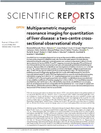 Multiparametric Magnetic Resonance Imaging for Quantitation Of