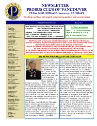 Probus Club of Vancouver Newsletter
