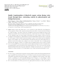 Quality Transformation of Dissolved Organic Carbon During Water Transit