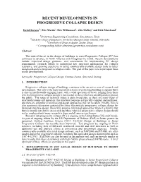 Recent Developments in Progressive Collapse Design