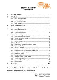 SECTION 42A REPORT Designations