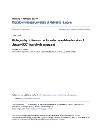 Bibliography of Literature Published on Scarab Beetles Since 1 January 2001 (Worldwide Coverage)