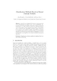 Classification Methods Based on Formal Concept Analysis