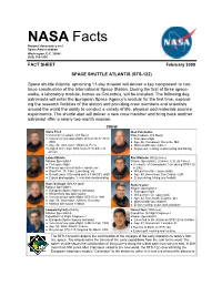 STS-122 Fact Sheet