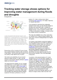 Tracking Water Storage Shows Options for Improving Water Management During Floods and Droughts 19 August 2021