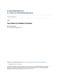 Two Cheers for Freedom of Contract