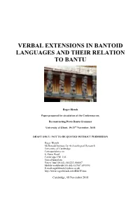 Verbal Extensions in Bantoid Languages and Their Relation to Bantu