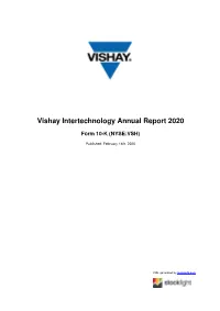 Vishay Intertechnology Annual Report 2020