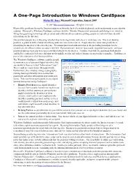 A One-Page Introduction to Windows Cardspace Michael B