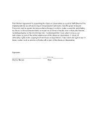 Distribution Agreement in Presenting This Thesis Or Dissertation As A