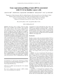Gene Expression Profiling of Micrornas Associated with UCA1 in Bladder Cancer Cells