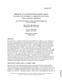 Hierarchy of Cognitive Domain Learning Skills for Activity Design