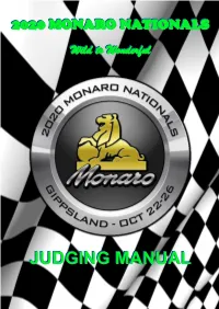 JUDGING MANUALMANUAL 2020 Monaro Nationals Judging Manual & Class Guidelines (Wild to Wonderful) 2020 MONARO NATIONALS