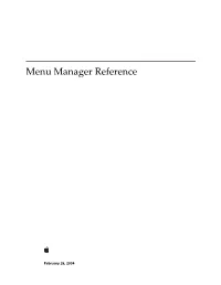 Menu Manager Reference