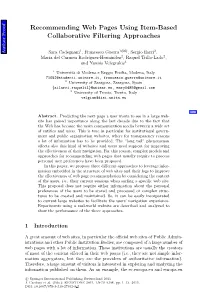 Recommending Web Pages Using Item-Based Collaborative Filtering Approaches