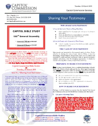 Sharing Your Testimony Ron.Bigalke@Capitolcom.Org