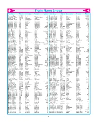 Train Name Index Train Name Train No
