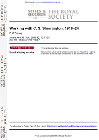 Working with CS Sherrington, 1918