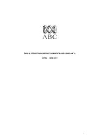 Audience Comments and Complaints Report Apr-Jun 2007