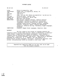 Contrastive Linguistics; Determiners Language Classification