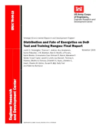 Distribution and Fate of Energetics on Dod Test and Training Ranges: Final Report Judith C