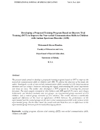 DTT) to Improve the Non-Verbal Communication Skills in Children with Autism Spectrum Disorder (ASD