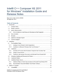 Intel® C++ Composer XE 2011 for Windows* Installation Guide and Release Notes