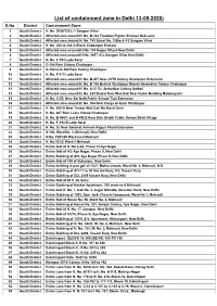 List of Containment Zone in Delhi 13-09-2020) S.No