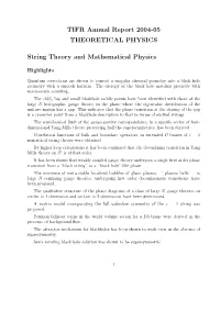 Mathematical Physics and String Theory
