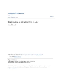 Pragmatism As a Philosophy of Law Walter B