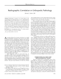 Radiographic Correlation in Orthopedic Pathology Michael J